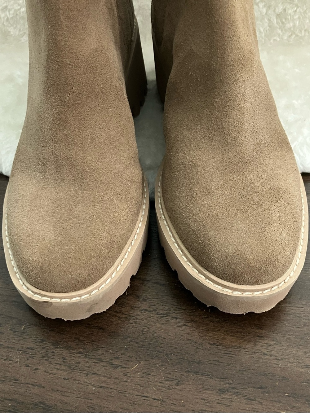 Dolce Vita | Suede Chelsea Platform Ankle Boots - Taupe - Picture 5 of 12
